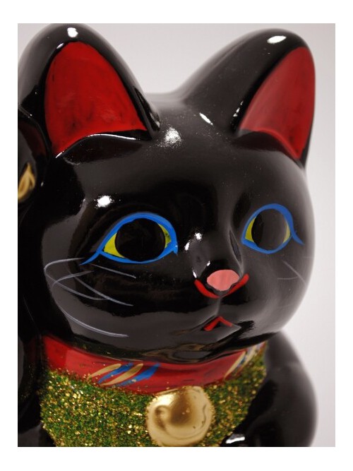 Maneki Neko Shiro Koban Hidarite - Lucky Cat Tokoname