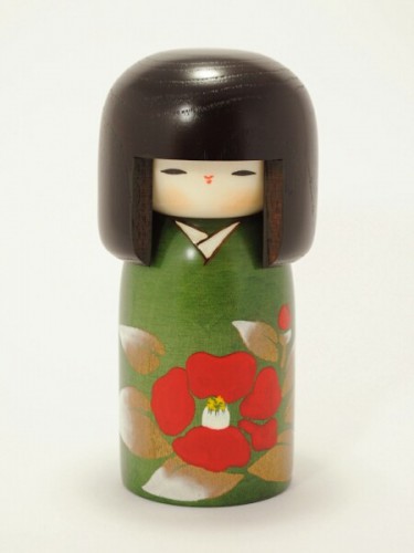 Kokeshi Green Tsubaki no Sato