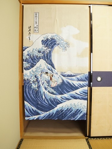 Noren Surfeur Vague Hokusai