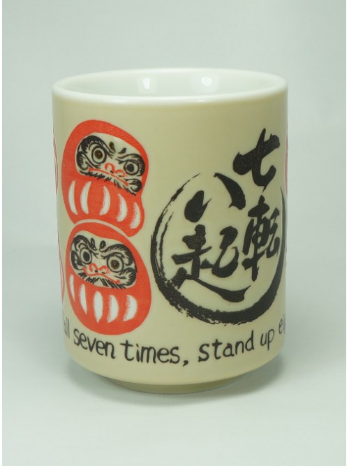Japanese 4"H Porcelain Tea Sushi Cup Wish-Making Rich Lucky Daruma Made in Japan 