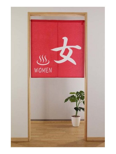 Red noren Onsen Onna Women kanji