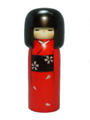 Kokeshi Rouge Fleurs Haregi