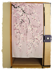 Noren Pink Sakura Flowers