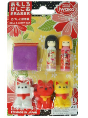 Cat & Kokeshi Eraser